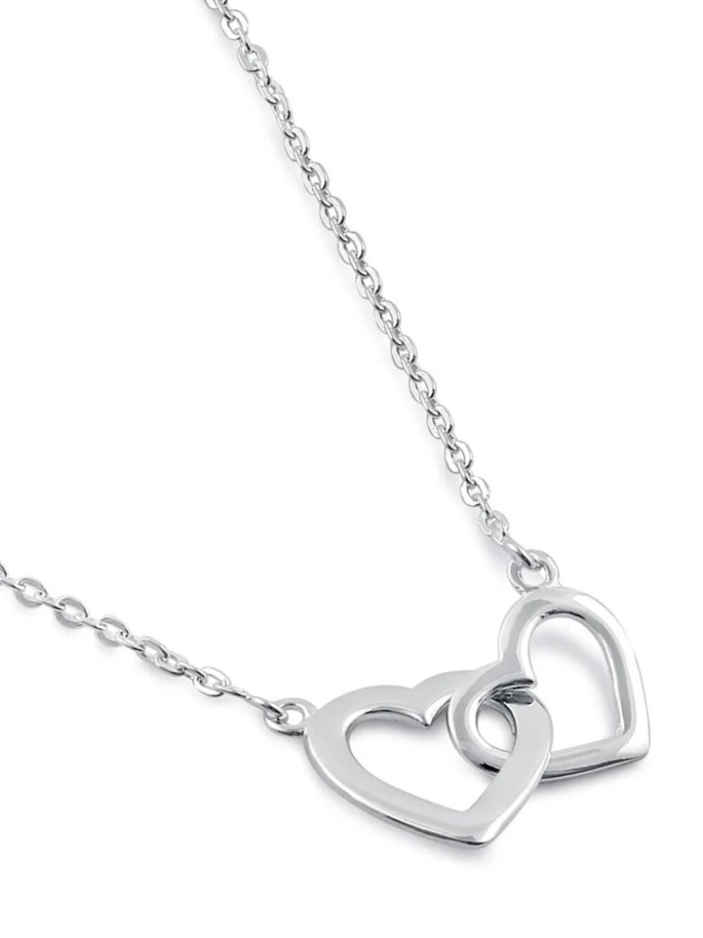 NEW 925 Sterling Silver Linked Hearts Necklace Feminine Dainty GIft Romantic